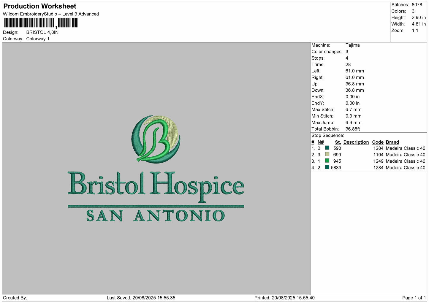 BRISTOL Embroidery fIle Design