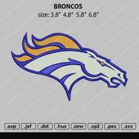 Broncos Embroidery File 4 size