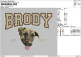Brody Dog Embroidery File 6 sizes