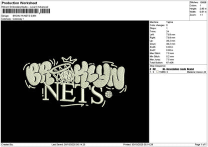 Brooklyntext 2910 Embroidery File 6 sizes
