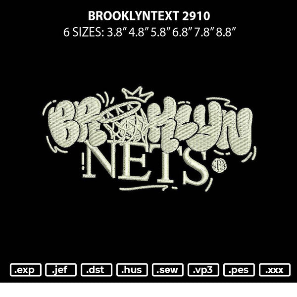 Brooklyntext 2910 Embroidery File 6 sizes
