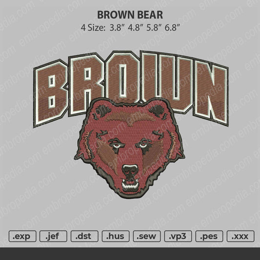 Brown Bear Embroidery Design File