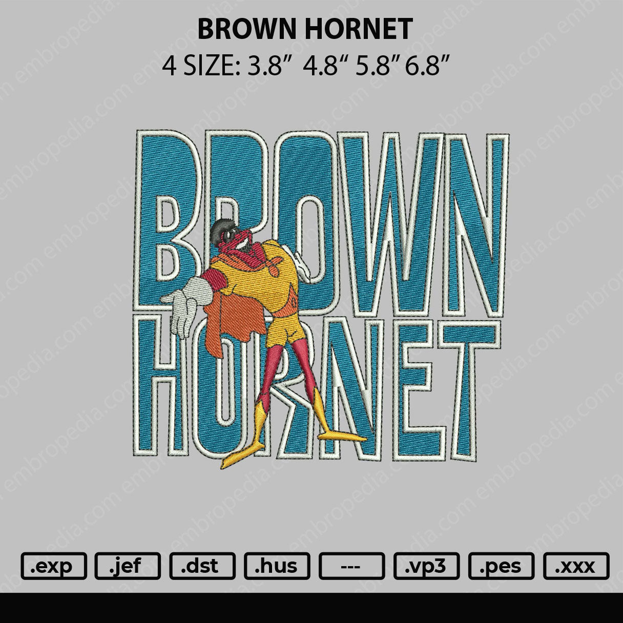 Brown Hornet Embroidery Machine Design File 4 size