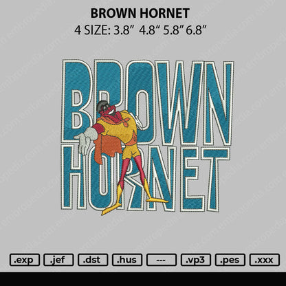 Brown Hornet Embroidery Machine Design File 4 size
