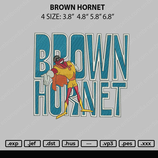 Brown Hornet Embroidery Machine Design File 4 size