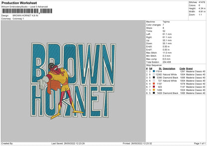 Brown Hornet Embroidery Machine Design File 4 size