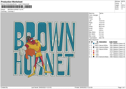Brown Hornet Embroidery Machine Design File 4 size