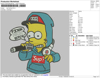 Bart Hip Hop Embroidery File 4 size