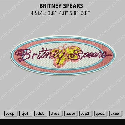 Britney Spears Embroidery File 4 size