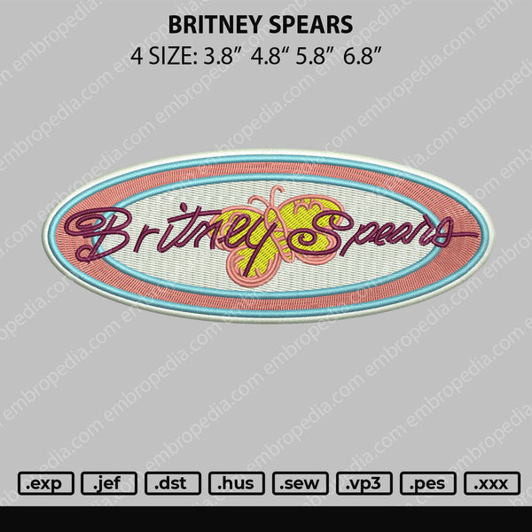 Britney Spears Embroidery File 4 size