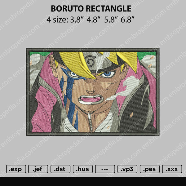 Boruto Rectangle Embroidery File 4 size