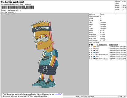Bart Supreme Embroidery File 4 size