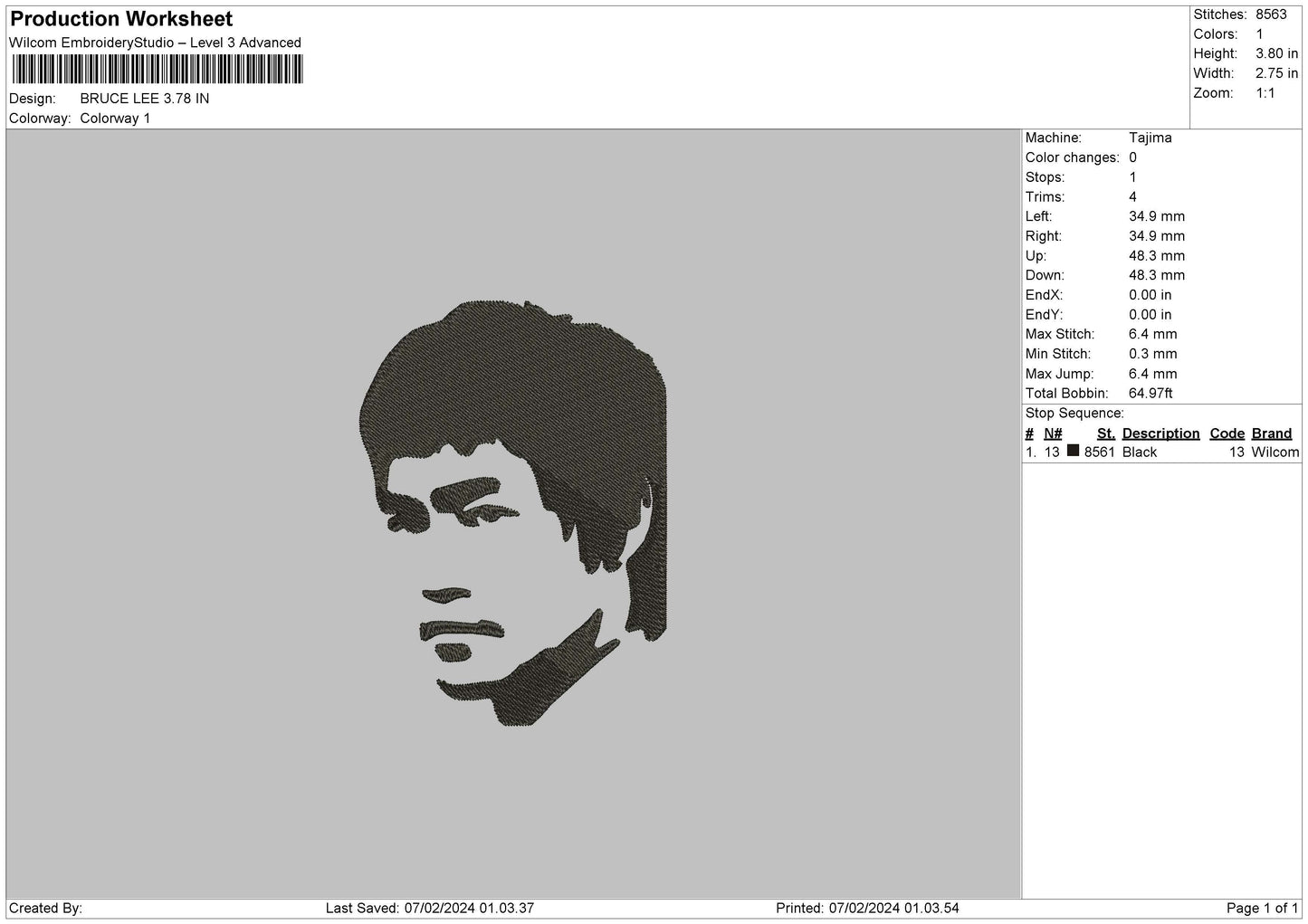 Bruce Bw Embroidery Machine Design File 6 sizes