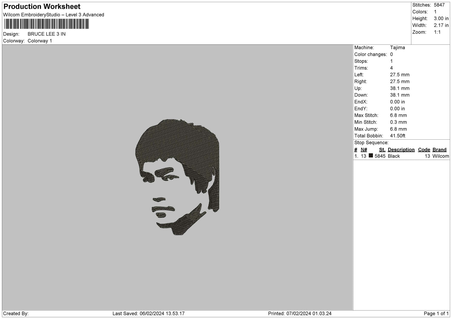 Bruce Bw Embroidery Machine Design File 6 sizes