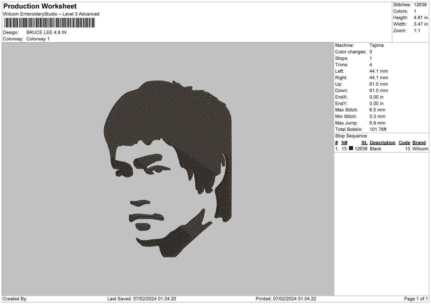 Bruce Bw Embroidery Machine Design File 6 sizes