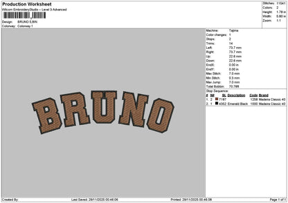 Brunotext Embroidery File 6 sizes