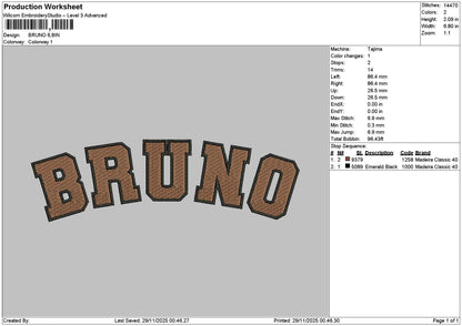 Brunotext Embroidery File 6 sizes