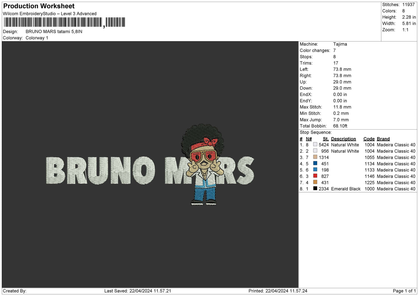 Brunotext V2 Embroidery Machine Design File 6 sizes