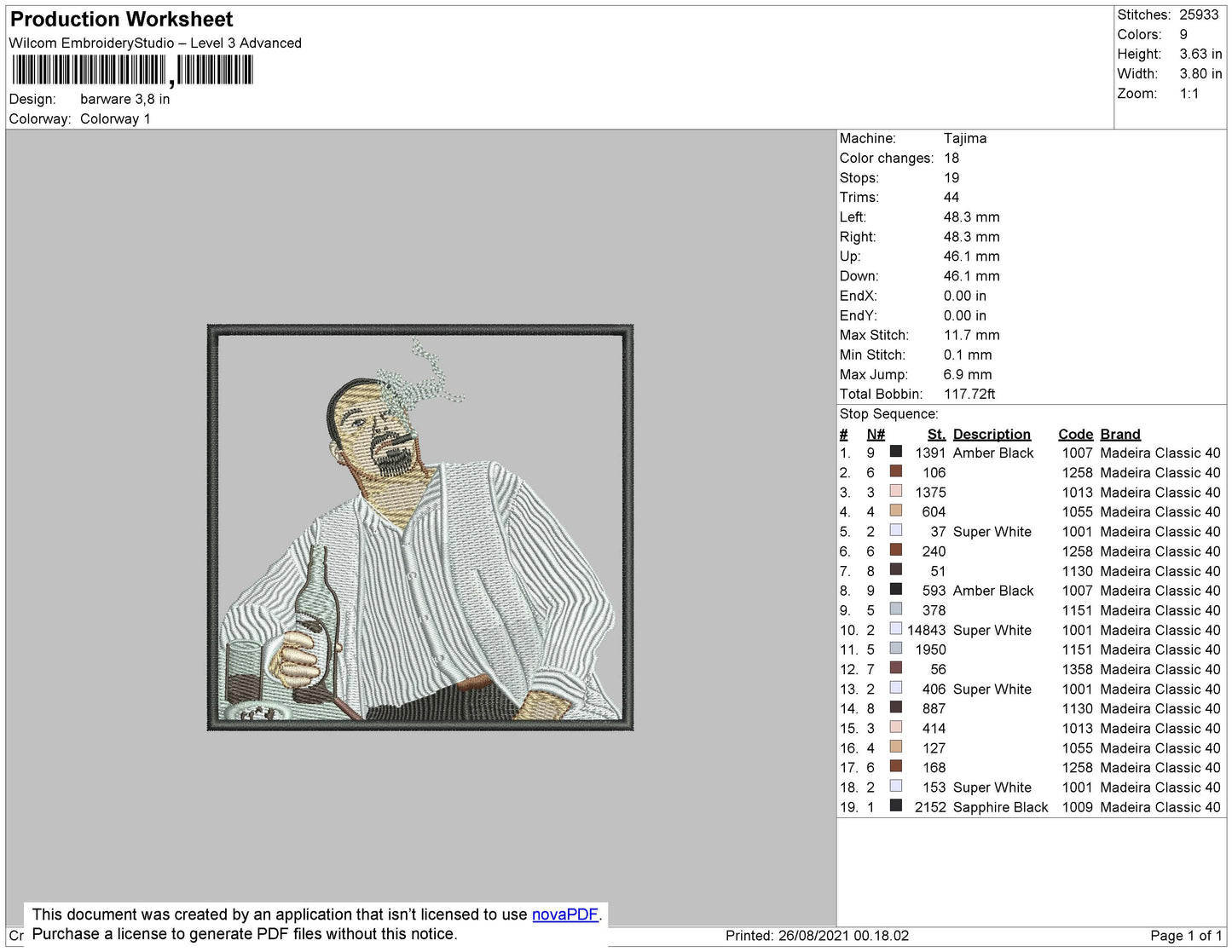 Barware Embroidery File 4 size