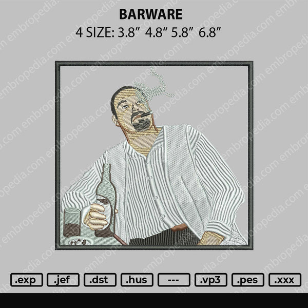 Barware Embroidery File 4 size