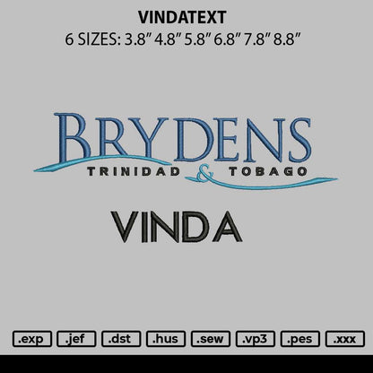 Vindatext Embroidery File 6 sizes