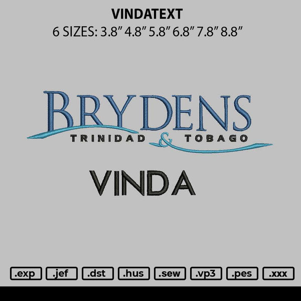 Vindatext Embroidery File 6 sizes