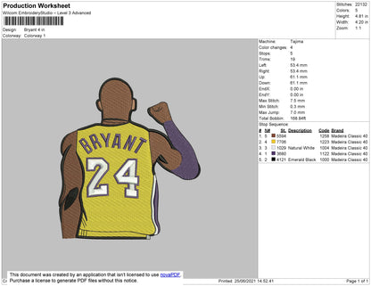 Bryant 24 Embroidery Machine Design File 4 size