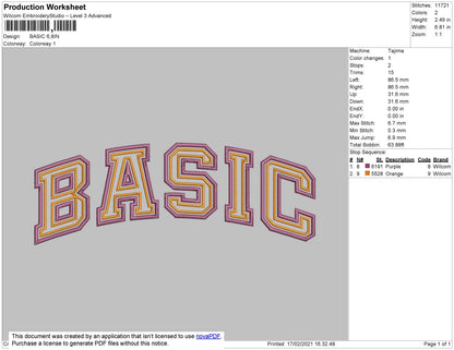 Basic Text Embroidery File 4 size