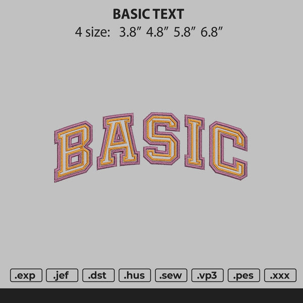 Basic Text Embroidery File 4 size