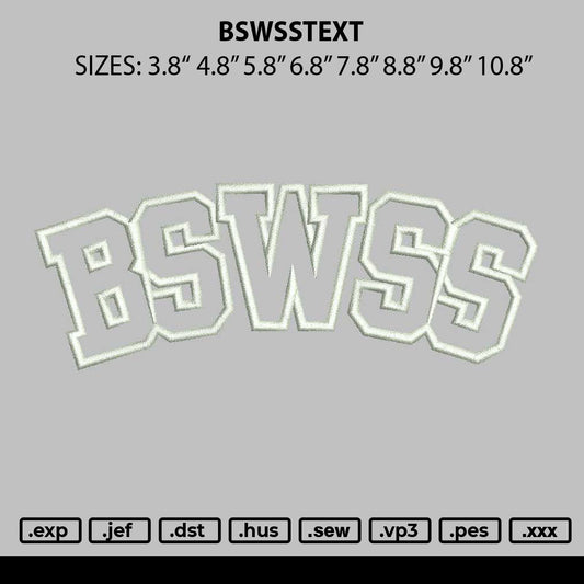 Bswsstext Embroidery File 6 sizes