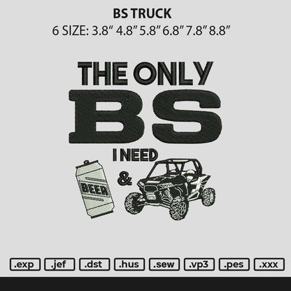 Bs Truck Embroidery Machine Design File 6 sizes