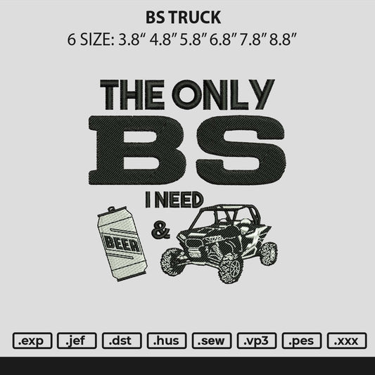 Bs Truck Embroidery Machine Design File 6 sizes