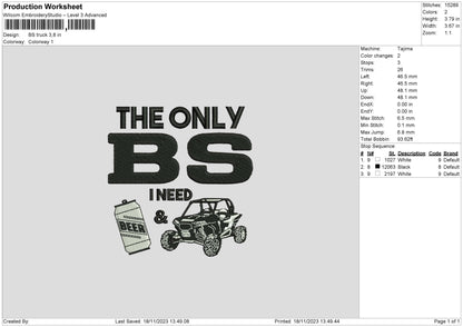 Bs Truck Embroidery Machine Design File 6 sizes