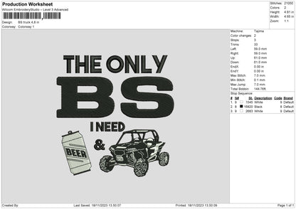 Bs Truck Embroidery Machine Design File 6 sizes