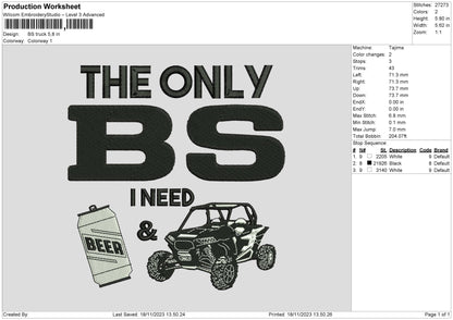Bs Truck Embroidery Machine Design File 6 sizes