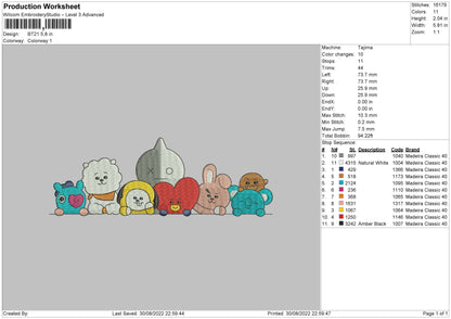 Bt21 Embroidery Design File 5 sizes