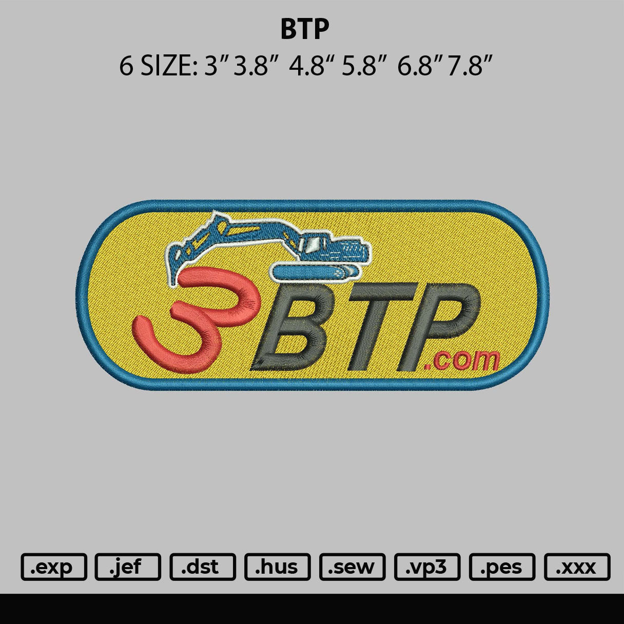 Btp Embroiery Machine Design File 6 sizes