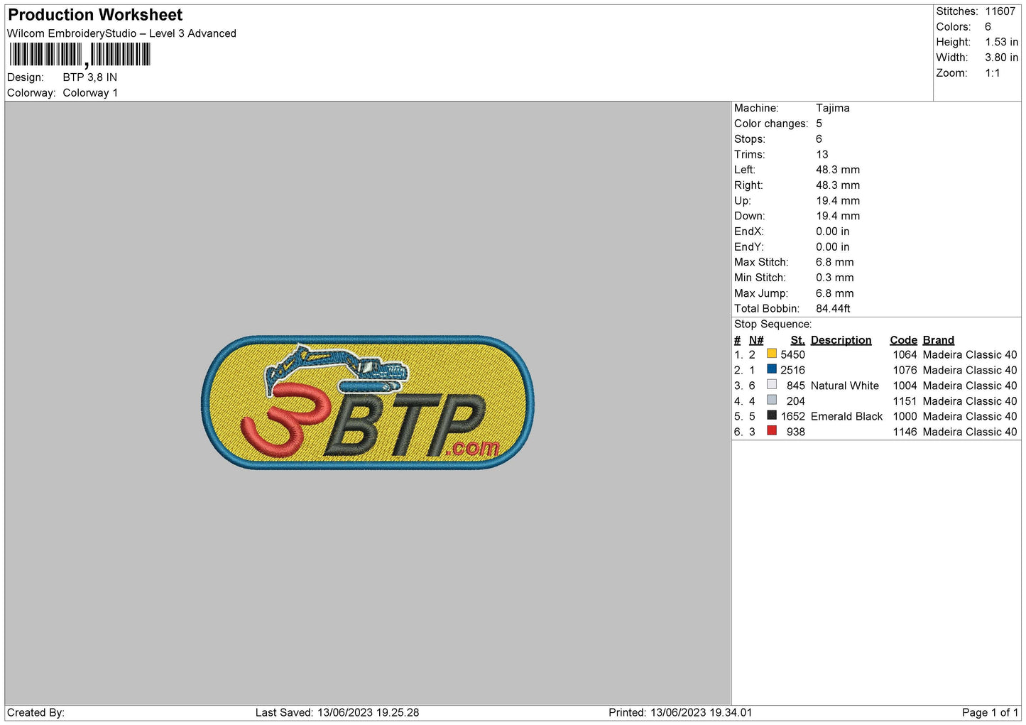 Btp Embroiery Machine Design File 6 sizes
