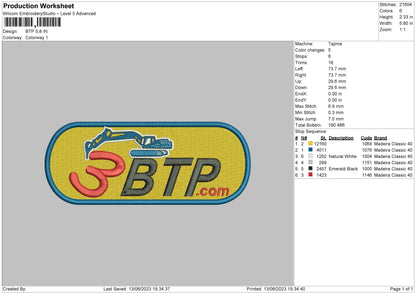 Btp Embroiery Machine Design File 6 sizes