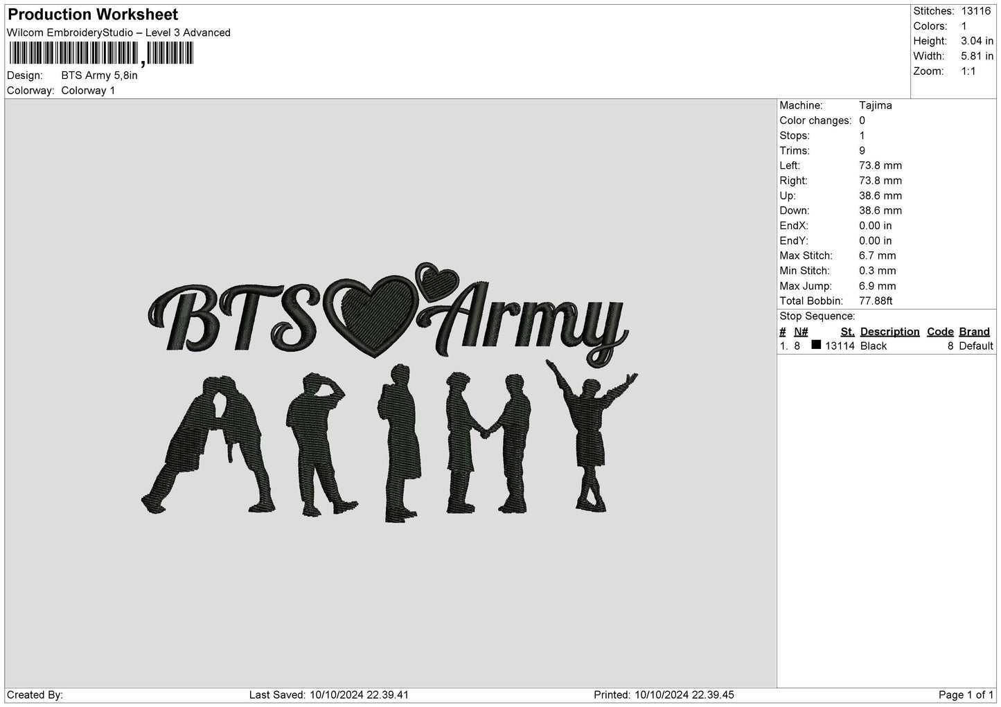 Armytext 02 Embroidery File 6 sizes