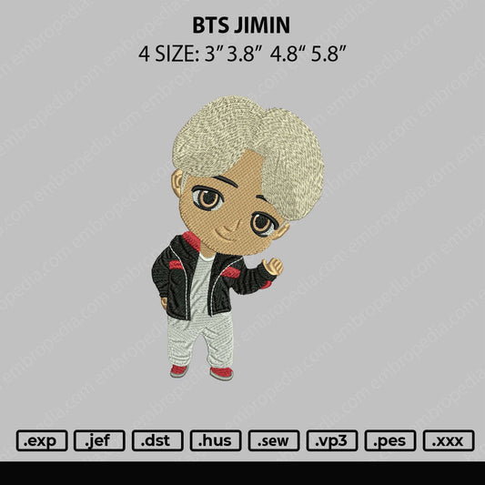 Bts Jimin Embroidery Machine Design File 4 size
