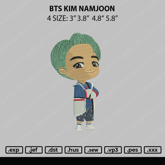 Bts Kim Namjoon Embroidery Machine Design File 4 size
