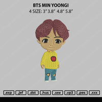 Bts Min Yoongi Embroidery File 4 size