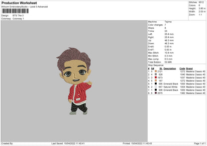Bts Taehyung Embroidery Design File