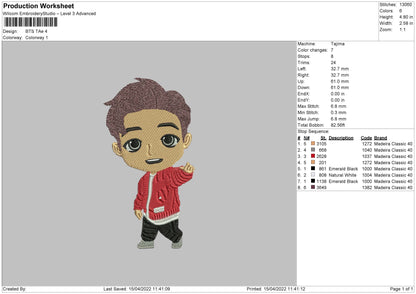 Bts Taehyung Embroidery Design File