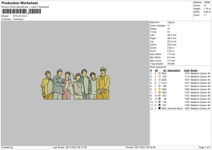 BTS Art Embroidery Machine Design File 4 size
