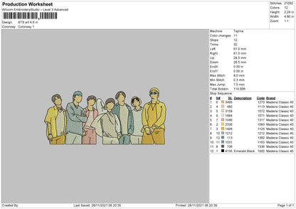 BTS Art Embroidery Machine Design File 4 size