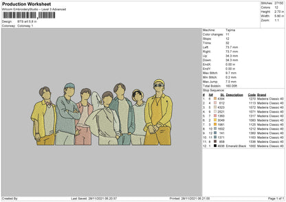 BTS Art Embroidery Machine Design File 4 size