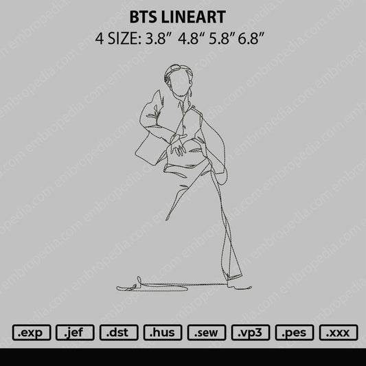 BTS Lineart Embroidery Machine Design File 4 size