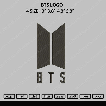 BTS Logo Embroidery Machine Design File 4 size